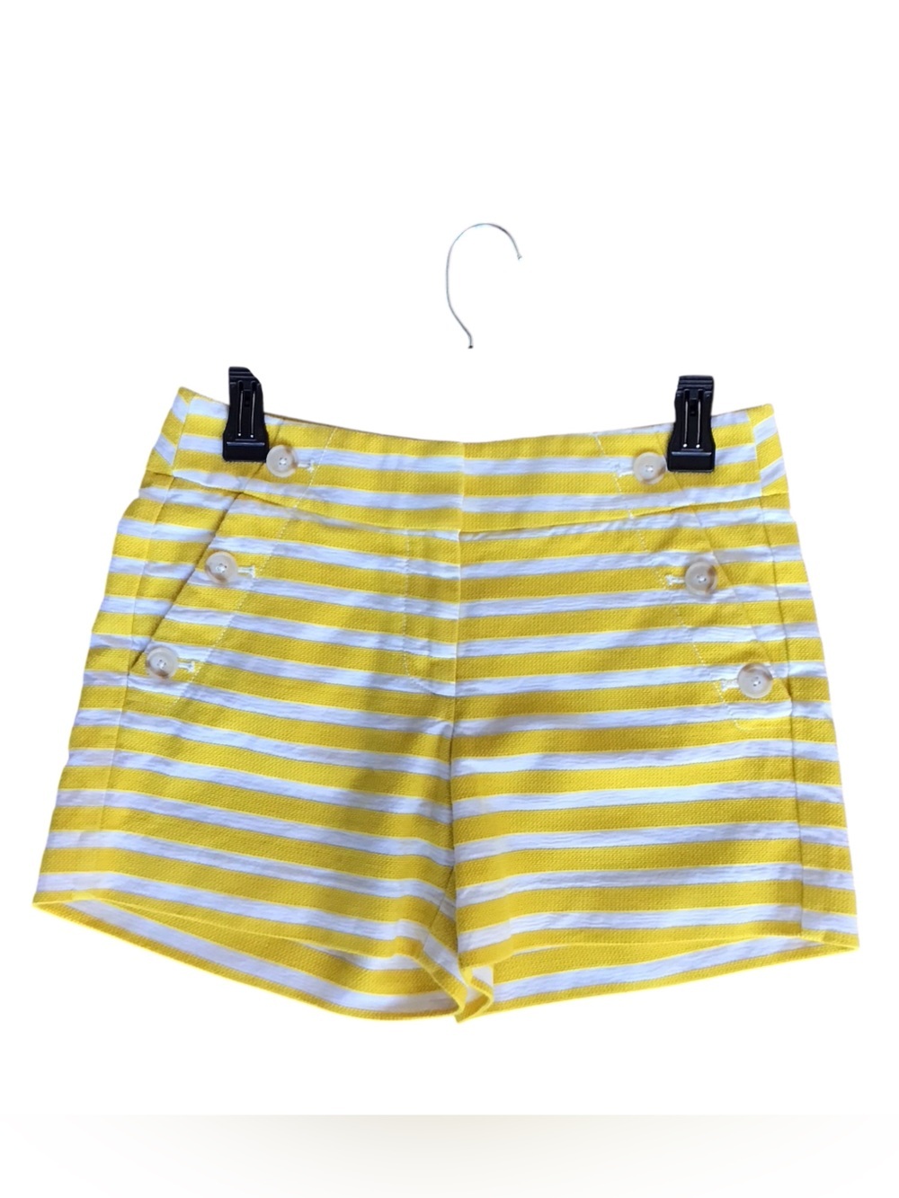 Ann Taylor Loft Yellow White Striped The Riviera Short Cotton Blend Size 0